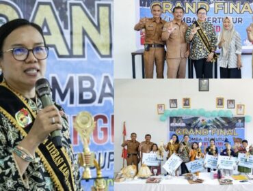 Damayanti Batti, Bunda Literasi Toraja Utara saat menjadi juri pada perlombaan Lomba Bertutur Dinas Perpustakaan dan Kearsipan Toraja Utara, pada Senin (16/6/2025). Foto: Istimewa