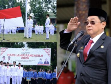 Bupati Toraja Utara, Frederik Victor Palimbong pimpin upacara peringatan Hari Lahir Pancasila di Lapangan Bakti Rantepao pada Selasa (17/5/2025). Foto: Istimewa