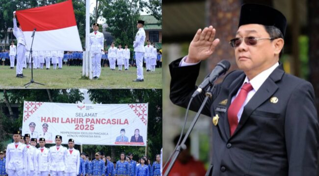 Bupati Toraja Utara, Frederik Victor Palimbong pimpin upacara peringatan Hari Lahir Pancasila di Lapangan Bakti Rantepao pada Selasa (17/5/2025). Foto: Istimewa
