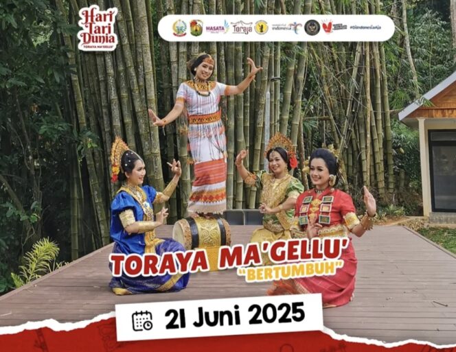
					Hari Tari Dunia Toraya Ma'gellu 2025, Sabtu 21 Juni 2025. Foto: Istimewa