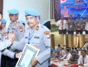 Polres Toraja Utara Raih Penghargaan Terbaik Pertama Kategori Jumlah Pelanggaran Terminim. Foto: Istimewa