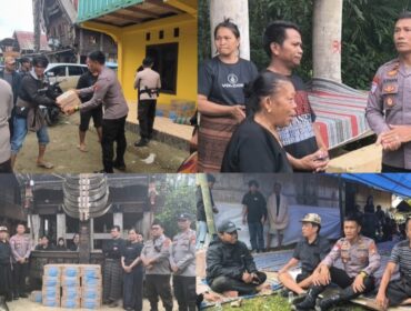 Polres Toraja Utara salurkan bantuan Peduli Kasih kepada keluarga korban kecelakaan maut di Lembang Tampan Bonga, pada Minggu (13/7/2025). Foto: Dok. Vressnews