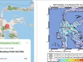 Gempa berkekuatan 5,3 Skala Richter guncang Kabupaten Poso, Sulawesi Tengah, pada Senin Malam (14/7/2025). Dok. Istimewa