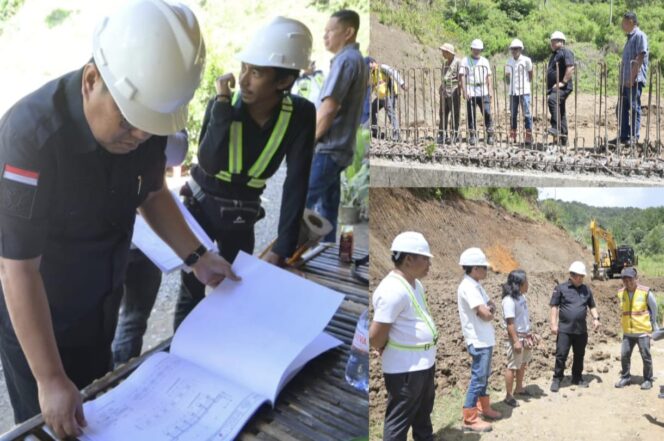 
					Yosia Rinto Kadang, Anggota DPRD Sulawesi Selatan saat meninjau pekerjaan jalan di Tana Toraja, di Kecamatan Malimbong Balepe pada Rabu (27/8/2025). Foto: Istimewa