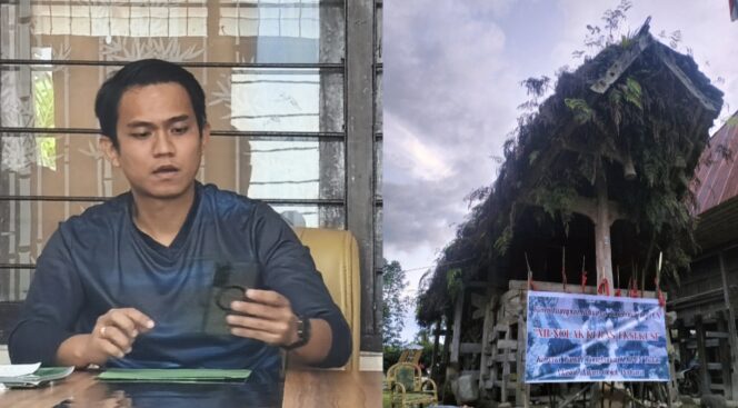 
					Yudhi Satria Bombing (Kiri) selaku Juru Bicara PN Makale. Tongkonan Ka'pun Kurra (Kanan). Foto: Dok. Istimewa