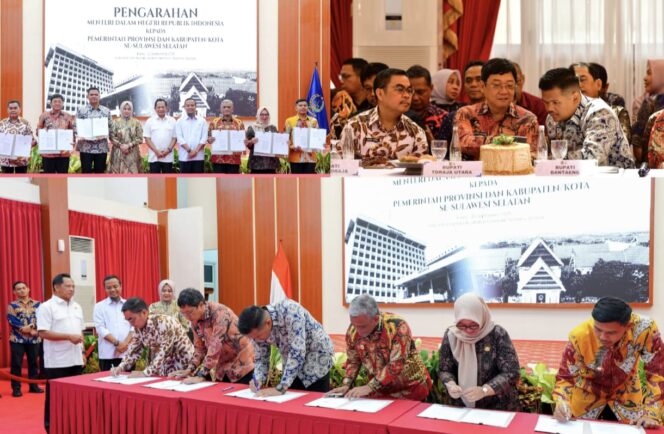 
					Pengarahan Menteri Dalam Negeri RI kepada Pemerintah Provinsi Sulsel yang dihadiri oleh Kepala Daerah se-Sulawesi Selatan. Foto: Dok. Istimewa