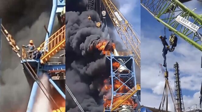 
					Insiden kebakaran di kawasan industri PT IMIP Morowali, pada Minggu (12/10/2025). Foto: Istimewa