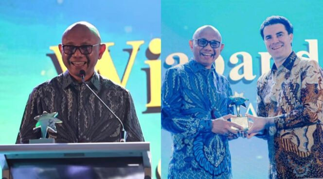 
					William Sabandar, Phd saat menerima Australian Alumni of the Year 2025, pada Kamis (20/11/2025). Kolase Foto: Istimewa