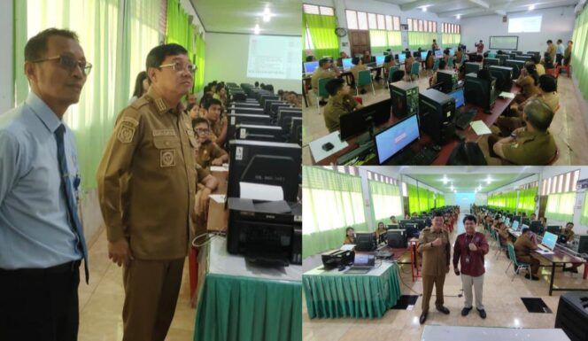 
					Bupati Toraja Utara, Frederik Victor Palimbong meninjau langsung tes profiling yang digelar di SMK Kr Harapan pada Senin (24/11/2025). Foto: Istimewa