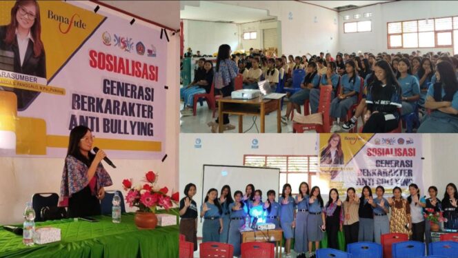
					Iindarda S. Panggalo, Psikolog dari Biro Psikologi Bonafide Sosialisasikan Generasi Berkarakter Anti Bullying di SMKN 3 Tana Toraja, pada Selasa (9/12/2025). Foto: Istimewa