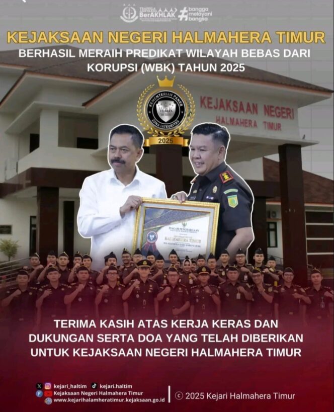 
					Kejari Haltim Raih Penghargaan Nasional Sebagai Zona integritas Menuju WBK Tahun 2025