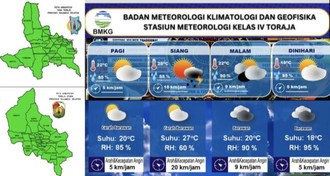 
					Prakiraan Cuaca di Tana Toraja dan Toraja Utara. Foto: Istimewa/Vressnews