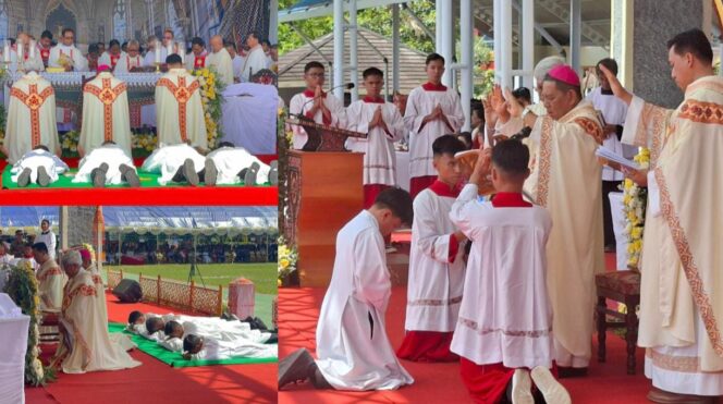 
					Pentahbisan Tiga Imam Baru dan Satu Diakon yang digelar oleh Keuskupan Agung Makassar di Rantepao, Toraja Utara, pada Kamis (5/2/2026). Foto: Istimewa