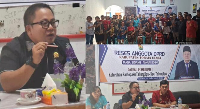 
					Yopi Rante Maliku, saat Reses Masa Sidang I Tahun 2026 di Kelurahan Rantepaku, Kecamatan Tallunglipu, Toraja Utara, pada Kamis (12/2/2026). Foto: Istimewa