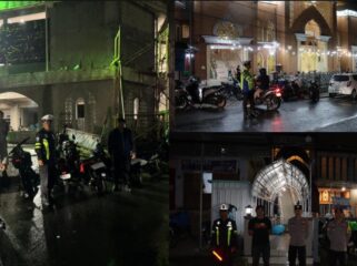 Personil Polres Tana Toraja, saat pengamanan Ibadah Shalat Tarawih selama Bulan Suci Ramadhan 1447 H/ 2026. Foto: Istimewa