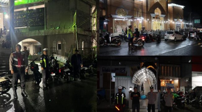 Personil Polres Tana Toraja, saat pengamanan Ibadah Shalat Tarawih selama Bulan Suci Ramadhan 1447 H/ 2026. Foto: Istimewa