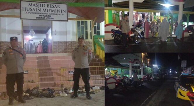 
					Personil Polsek Sesean, Polres Toraja Utara gelar pengamanan Ibadah Salat Taraweh di Masjid Husain Mu'minin. Foto: Istimewa
