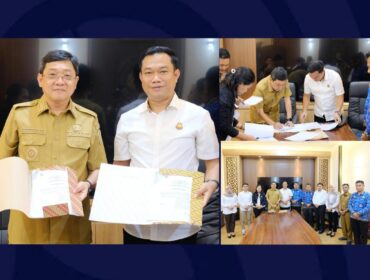 Bupati Toraja Utara Frederik Victor Palimbong dan Kepala Kejaksaan Negeri Tana Toraja Frendra AH usai menandatangani MoU penanganan Hukum Perdata dan Tata Usaha Negara. Foto: Istimewa/Dok.Vressnews