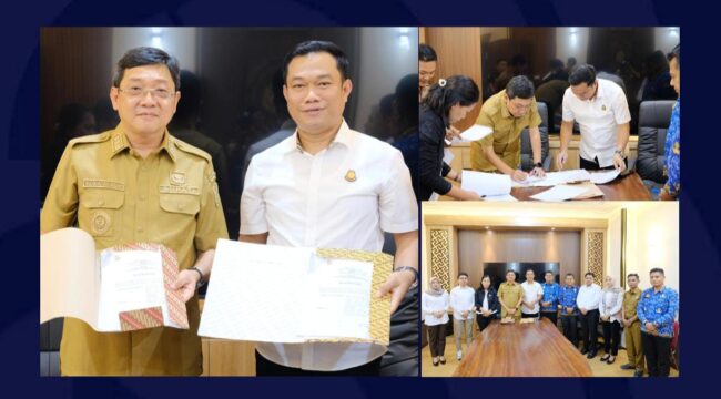 Bupati Toraja Utara Frederik Victor Palimbong dan Kepala Kejaksaan Negeri Tana Toraja Frendra AH usai menandatangani MoU penanganan Hukum Perdata dan Tata Usaha Negara. Foto: Istimewa/Dok.Vressnews