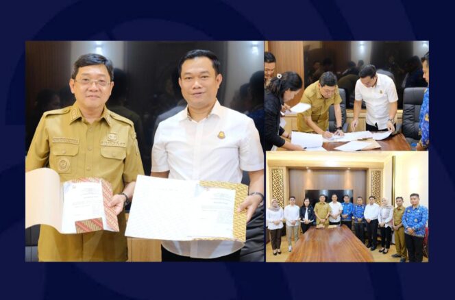 
					Bupati Toraja Utara Frederik Victor Palimbong dan Kepala Kejaksaan Negeri Tana Toraja Frendra AH usai menandatangani MoU penanganan Hukum Perdata dan Tata Usaha Negara. Foto: Istimewa/Dok.Vressnews