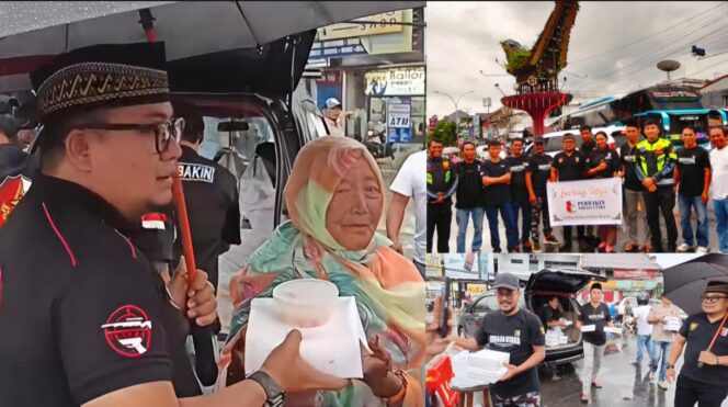 
					Ketua Perbakin Toraja Utara Yopi Rante Maliku turun langsung membagikan takjil bersama pengurus dan anggota di Rantepao, Minggu (8/3/2026). Foto: Istimewa