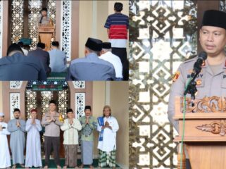 Kapolres Tana Toraja AKBP Budi Hermawan, bertindak selaku khatib Jumat di Masjid Taqwa Kampung Baru Makale. Foto: Istimewa