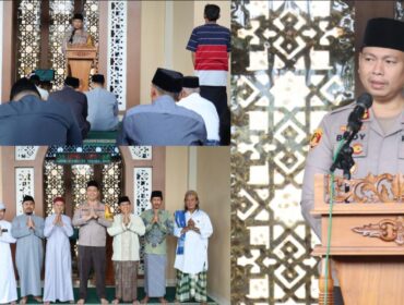 Kapolres Tana Toraja AKBP Budi Hermawan, bertindak selaku khatib Jumat di Masjid Taqwa Kampung Baru Makale. Foto: Istimewa