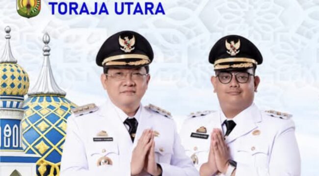 Bupati Toraja Utara Frederik Victor Palimbong bersama Wakil Bupati Toraja Utara Andrew Branch Silambi. Foto: Istimewa
