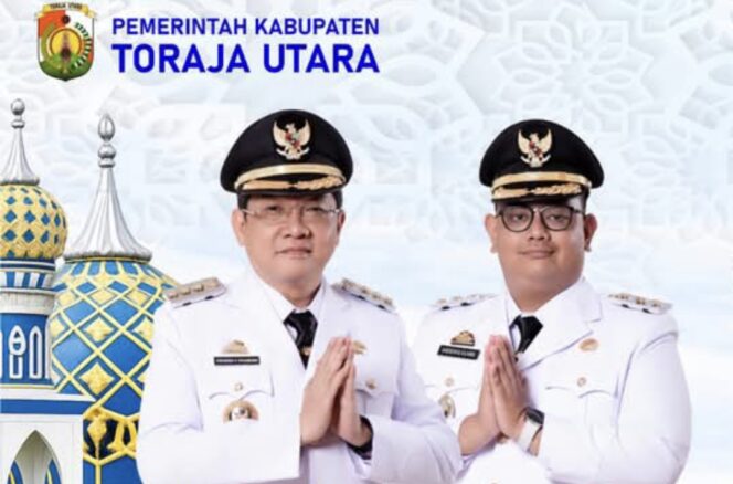 
					Bupati Toraja Utara Frederik Victor Palimbong bersama Wakil Bupati Toraja Utara Andrew Branch Silambi. Foto: Istimewa