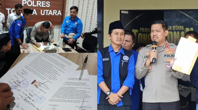 Aksi damai Pemuda Toraja yang menghasilkan kesepakatan bersama Kapolres Toraja Utara AKBP. Stephanus Luckyto. Foto: Istimewa