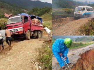 Jalan Poros Simbuang rusak parah. Foto: Istimewa