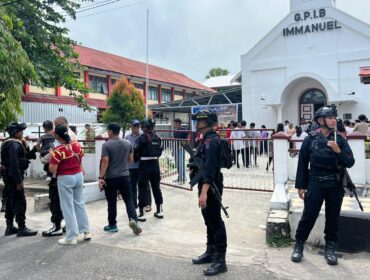 Batalyon B Pelopor Satuan Brimob Polda Sulsel gelar Pengamanan ibadah Paskah di Kota Parepare. Foto: Istimewa
