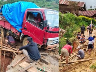 Jalan amblas Poros Simbuang di Lembang Puang Bembe Mesakada. Foto: Istimewa