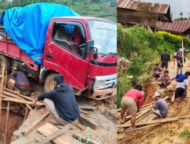 Jalan amblas Poros Simbuang di Lembang Puang Bembe Mesakada. Foto: Istimewa