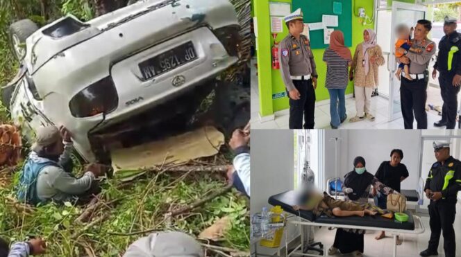 
					Mobil yang ditumpangi satu keluarga masuk jurang di Enrekang, Kamis (9/4/2026). Foto: Istimewa/Vressnews