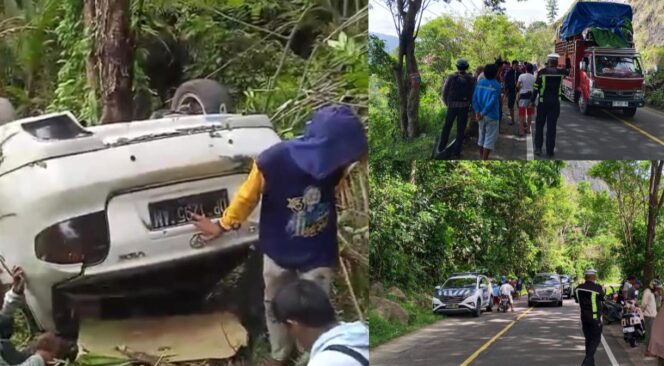 
					Mobil yang ditumpangi satu keluarga masuk jurang di Enrekang, Kamis (9/4/2026). Foto: Istimewa/Vressnews