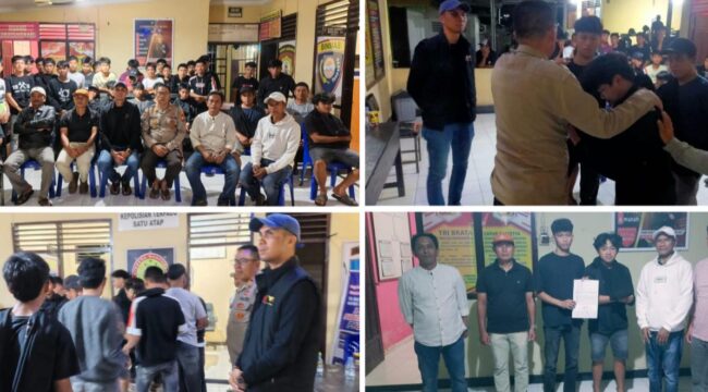 Sat Intelkam Polres Enrekang bersama Polsek Alla Mediasi Perkelahian antar kelompok. Foto: Istimewa