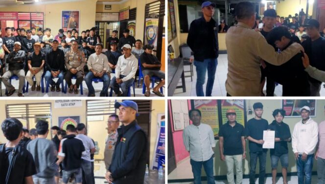 
					Sat Intelkam Polres Enrekang bersama Polsek Alla Mediasi Perkelahian antar kelompok. Foto: Istimewa
