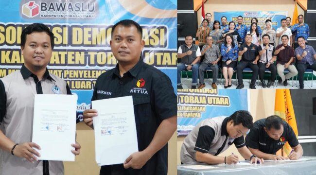 Bawaslu Toraja Utara gelar penandatanganan Nota Kesepahaman (MoU) dengan PPGT. Foto: Istimewa