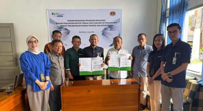 
					Yayasan Perguruan Kristen Toraja (YPKT) resmi Jalin kerjasama dengan BPJS Ketenagakerjaan pada Selasa (21/4/2026). Foto: Istimewa