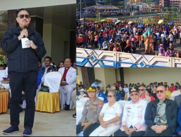 Anggota DPR RI Fraksi Demokrat Frederik Kalalembang saat menghadiri Doa bersama Sangtorayan di Toraja, Sabtu (25/4/2026). Foto: Istimewa