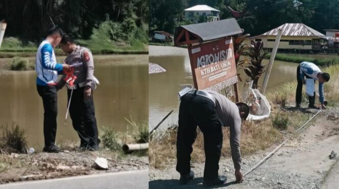 
					Satlantas Polres Toraja Utara saat melakukan oleh TKP Kecelakaan Maut yang menyebabkan Anak usia 10 tahun di Nanggala tewas ditabrak Pengendara Moge. Foto: Istimewa