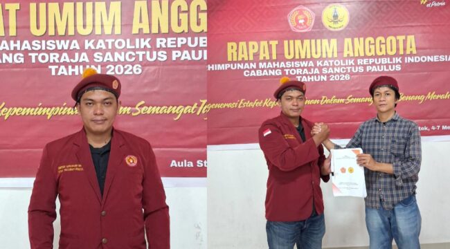 Yoben Sampe Nahkodai PMKRI Cabang Toraja Periode 2026-2027. Foto: Istimewa
