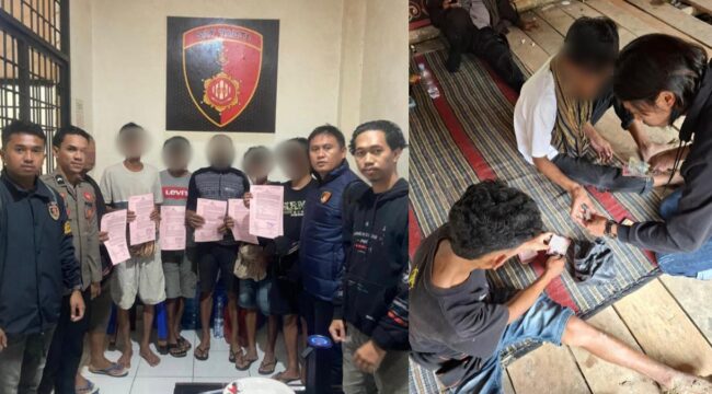 Tim Resmob Satreskrim Polres Toraja Utara berhasil mengamankan 6 orang pria yang diduga kuat melakukan tindak pidana perjudian di Toraja Utara. Foto: Istimewa
