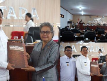 Pemda Toraja Utara saat menerima Rekomendasi DPRD hasil Rapat Paripurna LKPJD T.A 2025, pada Selasa (12/5/2026). Foto: Istimewa