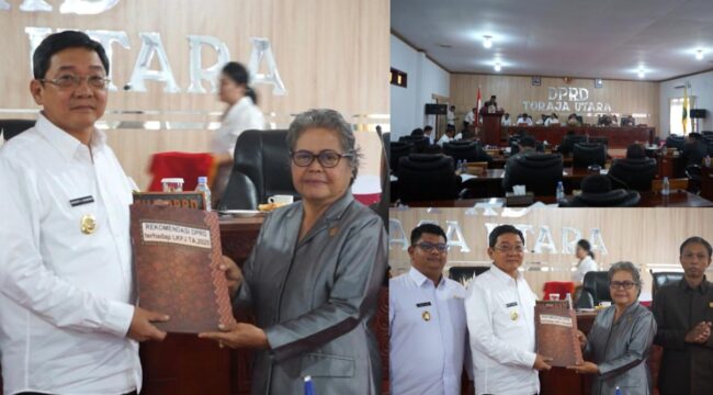 Pemda Toraja Utara saat menerima Rekomendasi DPRD hasil Rapat Paripurna LKPJD T.A 2025, pada Selasa (12/5/2026). Foto: Istimewa