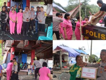 Polsek Rindingallo Polres Toraja Utara bersama Bhayangkari salurkan bantuan peduli kasih kepada korban kebakaran di Baruppu. Foto: Istimewa