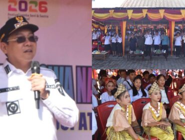 Bupati Toraja Utara, Frederik Victor Palimbong membuka secara resmi FLS3N Jenjang Sekolah Dasar Tingkat Kabupaten Tahun 2026. Foto: Istimewa