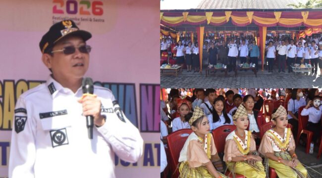 Bupati Toraja Utara, Frederik Victor Palimbong membuka secara resmi FLS3N Jenjang Sekolah Dasar Tingkat Kabupaten Tahun 2026. Foto: Istimewa