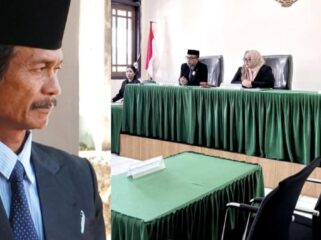 Kepala Lembang Lea Mesak Rante (kiri) mangkir dari sidang sengketa publik terkait dokumen tanah adat di Tana Toraja. Foto: Istimewa